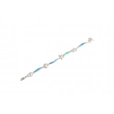 Charm Bracelet Silver Sterling 925 Jewelry Synthetic Opal Stone Handmade D696